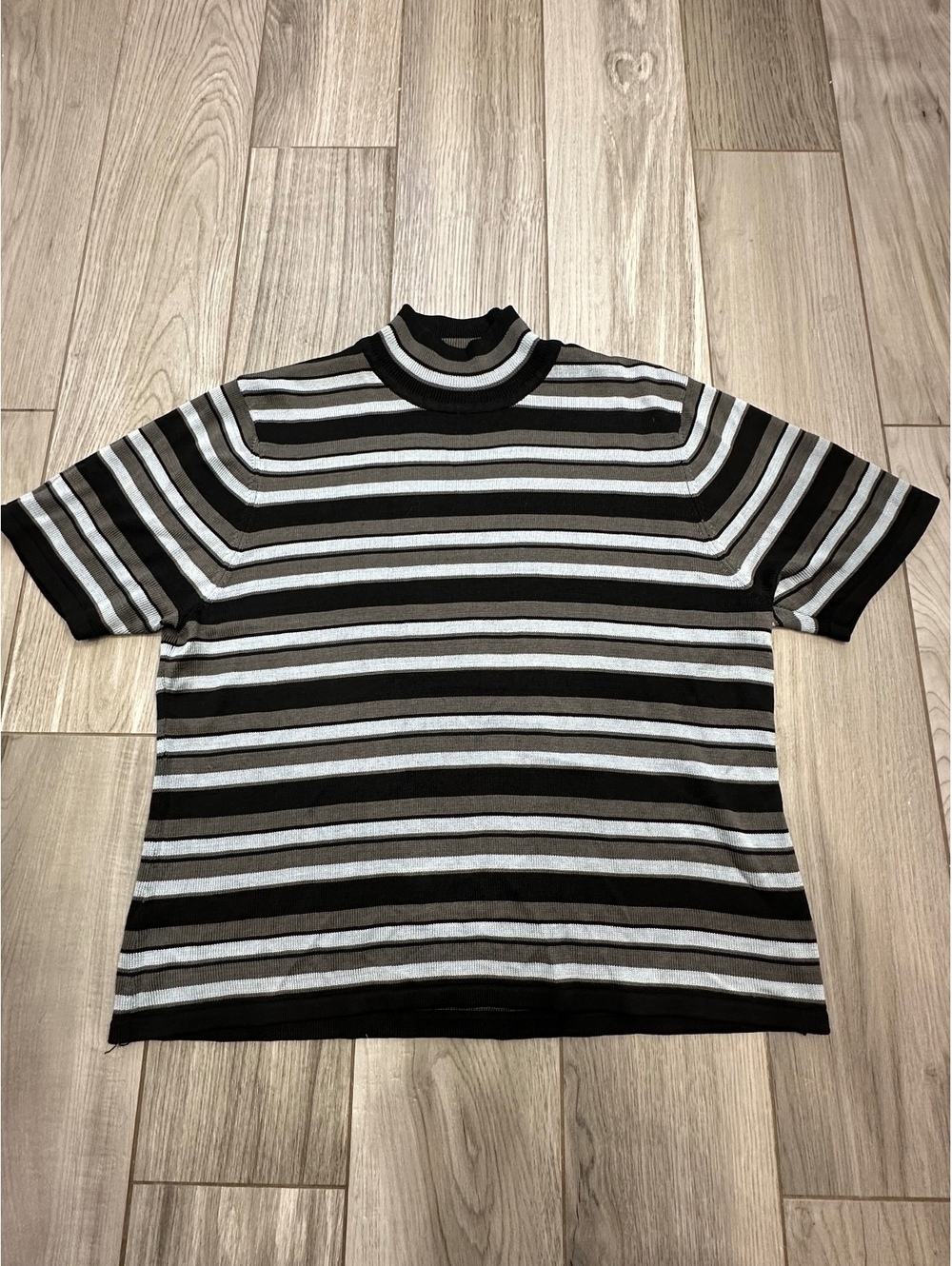 Vintage Kasper Striped Short Sleeve Knit Top XL